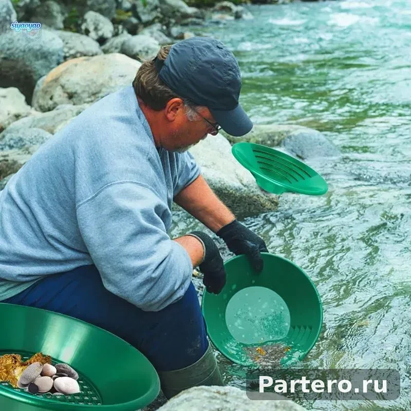 Сито для промывки золота зеленое 35 см, шахтное сито с сеткой для просеивания, пластиковый инструмент для поиска металла и драгоценностей, кемпинговое оборудование для золотоискателей 3