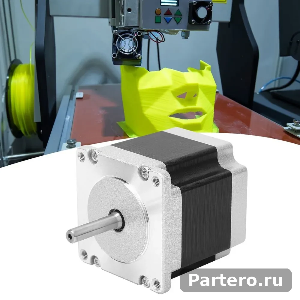 Шаговый двигатель NEMA 23 23HS5628 с кабелем 4 контакта для 3D принтера, диаметр вала 6.35 мм. back