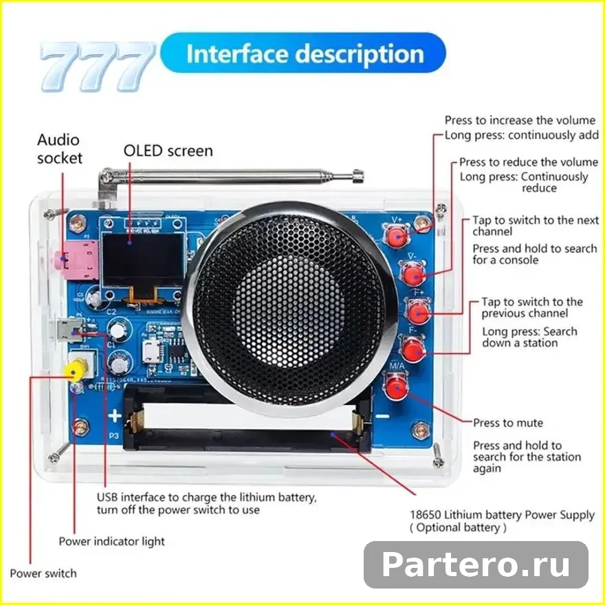 Сделай Сам Электронный FM-Радиокомплект С OLED-Дисплеем 87-108 МГц 5