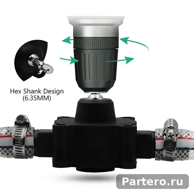 Насос для перекачки воды, жидкости и топлива, насадка на дрель/шуруповёрт портативный 4