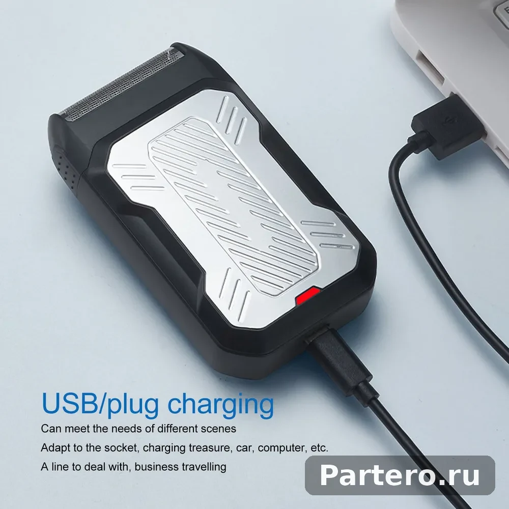 2-в-1 фольга-резак, USB, сменная головка, для бороды/лысых 19
