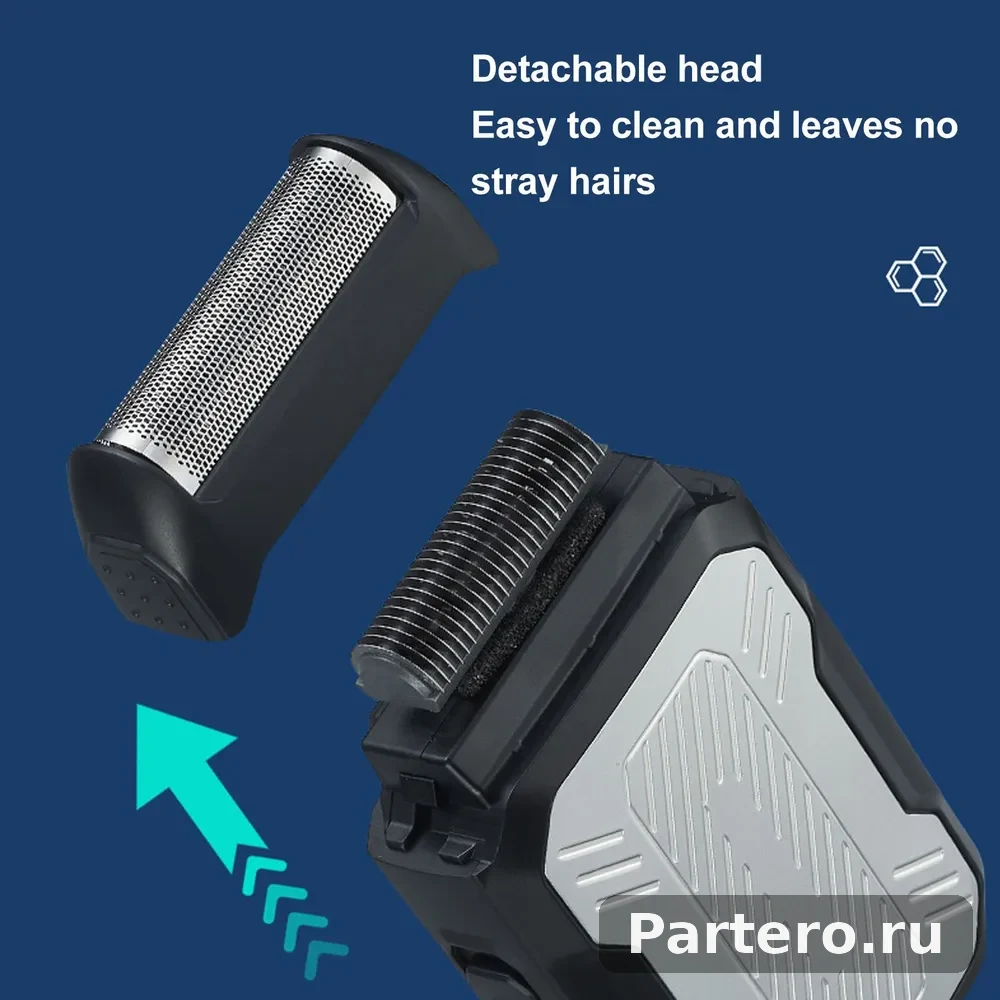 2-в-1 фольга-резак, USB, сменная головка, для бороды/лысых 23