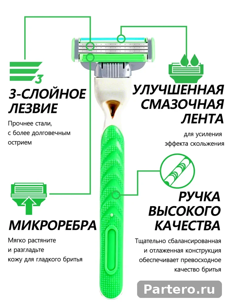 1 мужская бритва с ручкой и 36 сменными лезвиями, 3-слойные лезвия и эргономичная металлическая ручка, 3