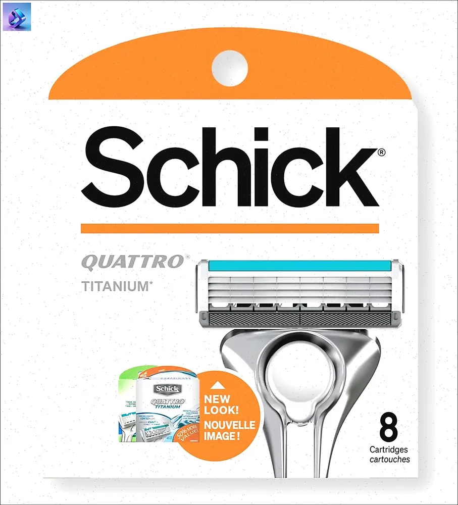 Сменные кассеты Schick Quattro Titanium 8 штук для гладкого бритья back