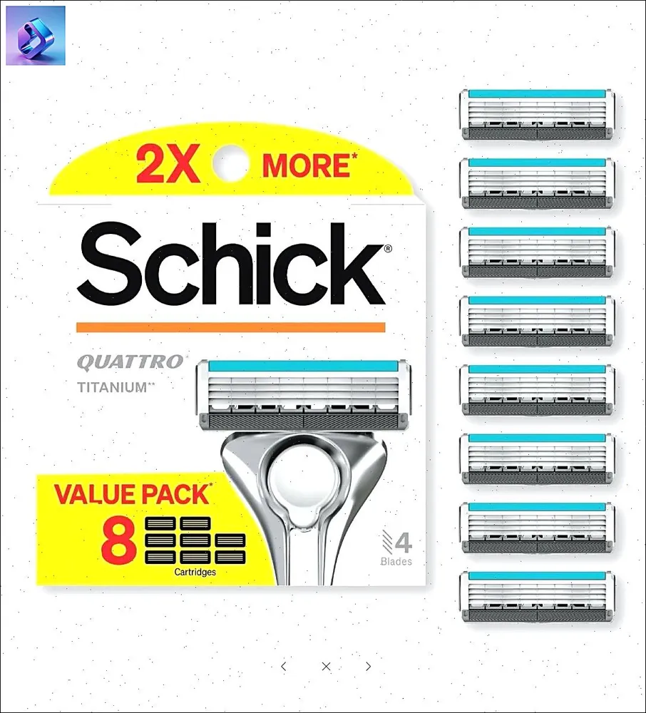 Сменные кассеты Schick Quattro Titanium 8 штук для гладкого бритья