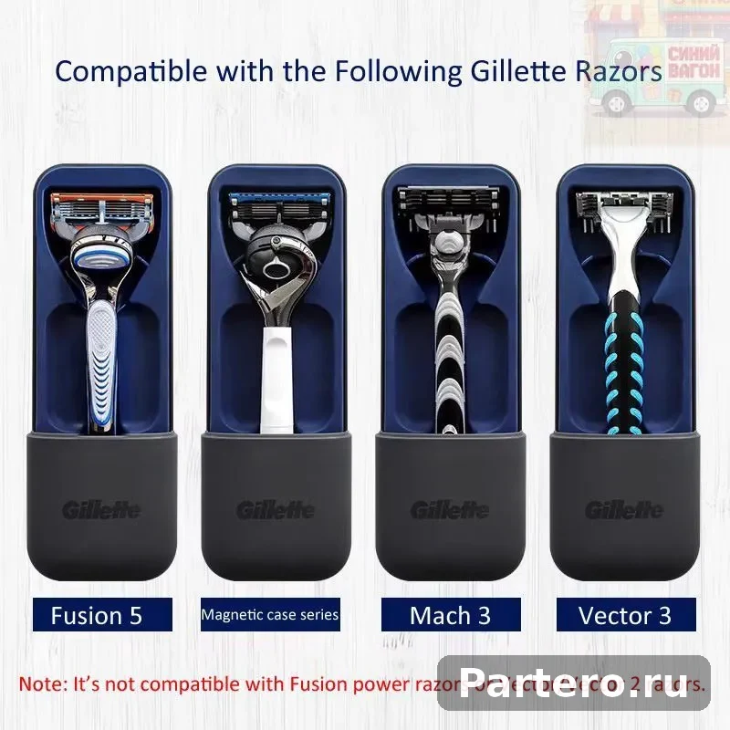 Футляр для бритвенного станка Gillette – мужской, с магнитным замком, компактный 4