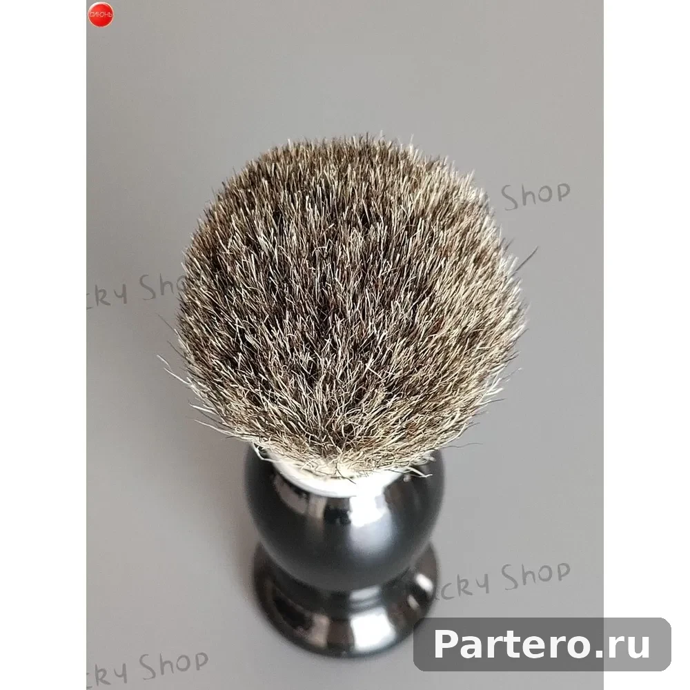 Помазок (Барсук) для бритья с чашей и подставкой (Сталь) 4